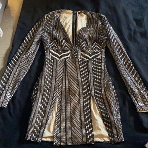 black and tan Sequence dress